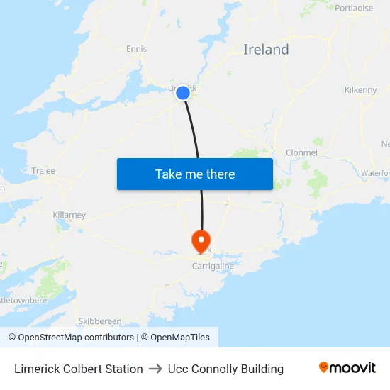 Limerick Colbert Station to Ucc Connolly Building map