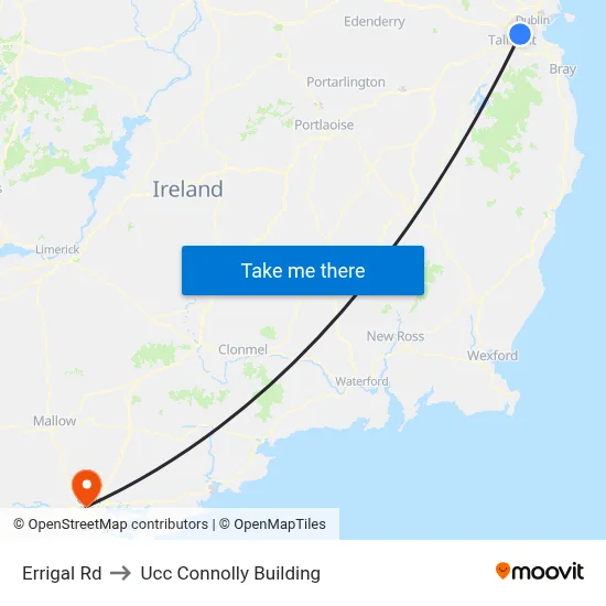 Errigal Rd to Ucc Connolly Building map