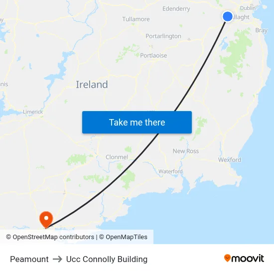 Peamount to Ucc Connolly Building map