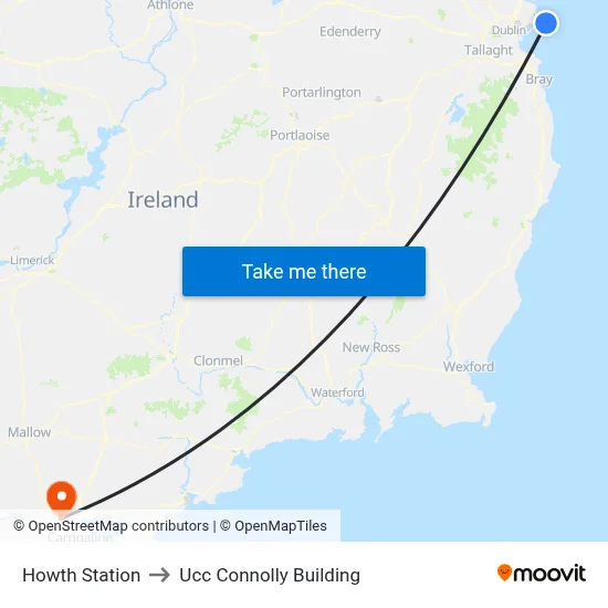 Howth Station to Ucc Connolly Building map