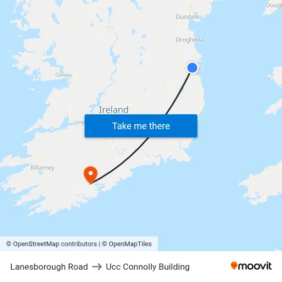 Lanesborough Road to Ucc Connolly Building map