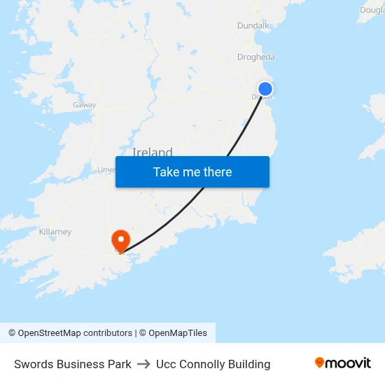 Swords Business Park to Ucc Connolly Building map