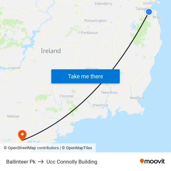 Ballinteer Pk to Ucc Connolly Building map