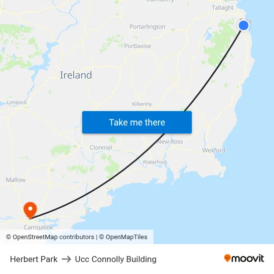 Herbert Park to Ucc Connolly Building map