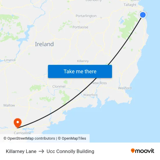 Killarney Lane to Ucc Connolly Building map