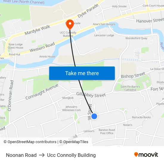 Noonan Road to Ucc Connolly Building map
