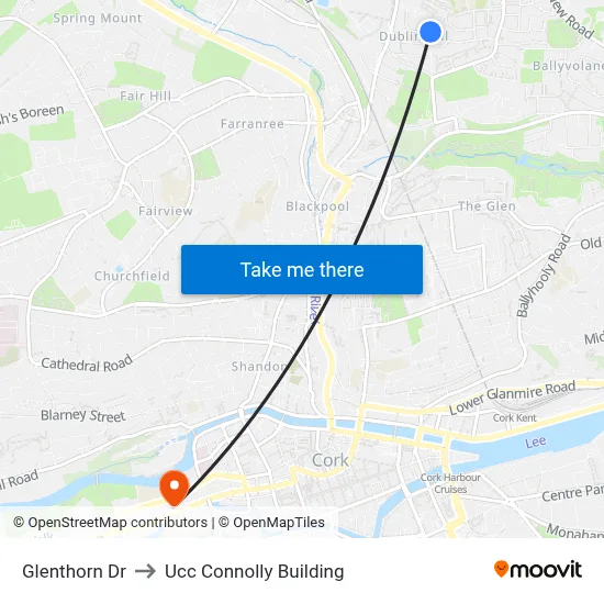 Glenthorn Dr to Ucc Connolly Building map