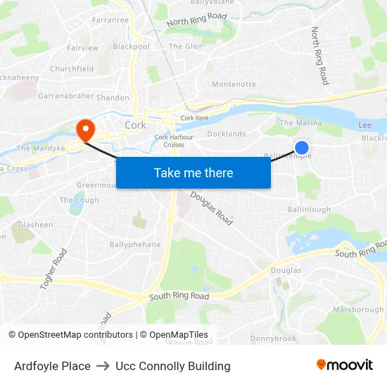 Ardfoyle Place to Ucc Connolly Building map