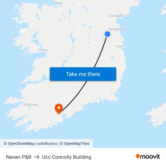 Navan P&R to Ucc Connolly Building map