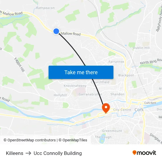 Killeens to Ucc Connolly Building map