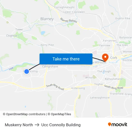 Muskerry North to Ucc Connolly Building map
