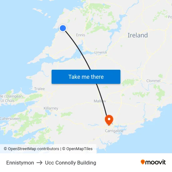 Ennistymon to Ucc Connolly Building map