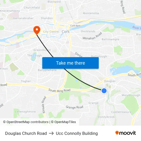 Douglas Church Road to Ucc Connolly Building map