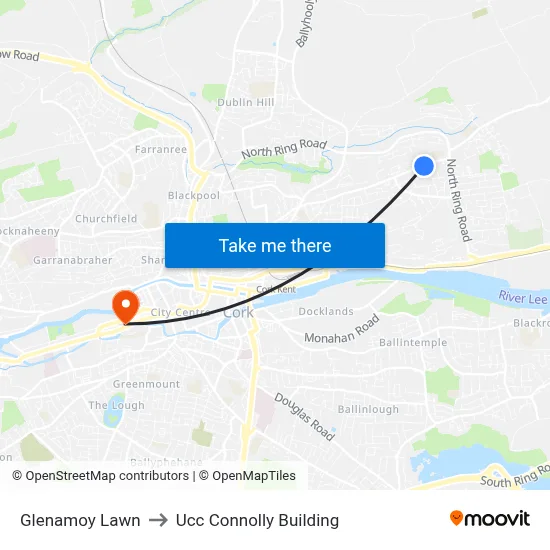 Glenamoy Lawn to Ucc Connolly Building map