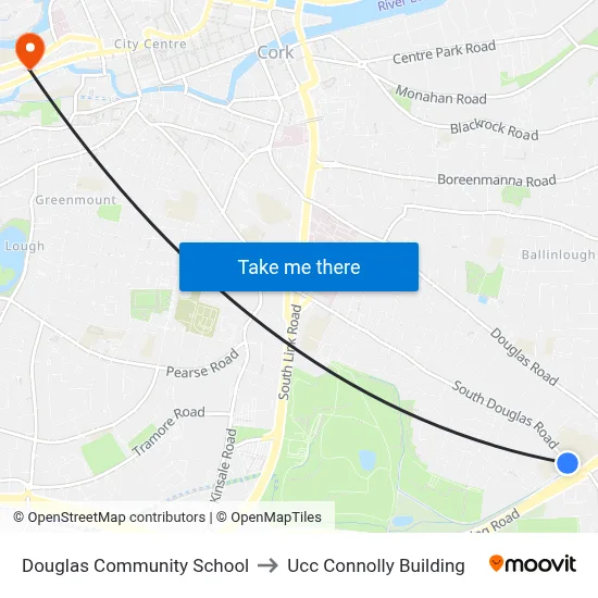 Douglas Community School to Ucc Connolly Building map