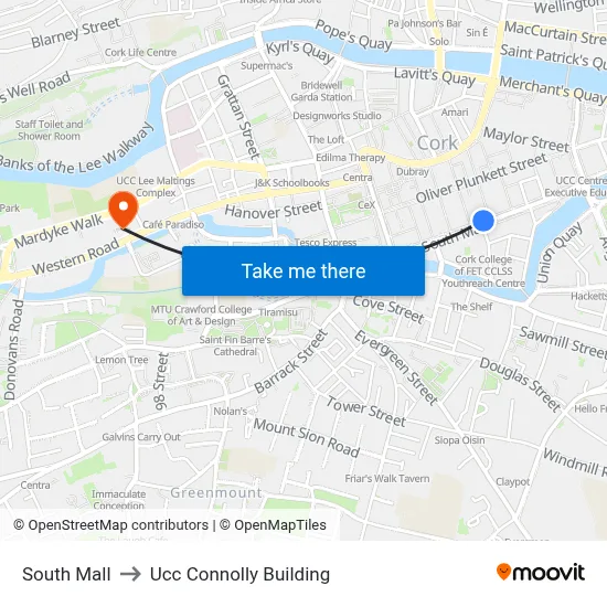 South Mall to Ucc Connolly Building map