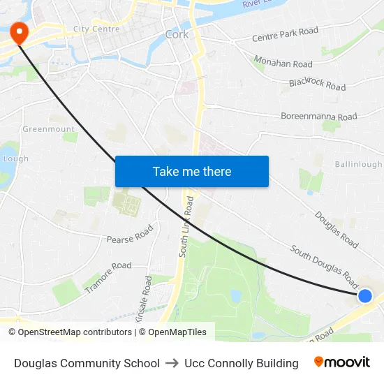 Douglas Community School to Ucc Connolly Building map