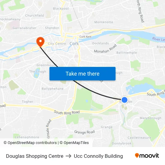 Douglas Shopping Centre to Ucc Connolly Building map