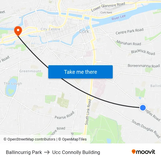 Ballincurrig Park to Ucc Connolly Building map