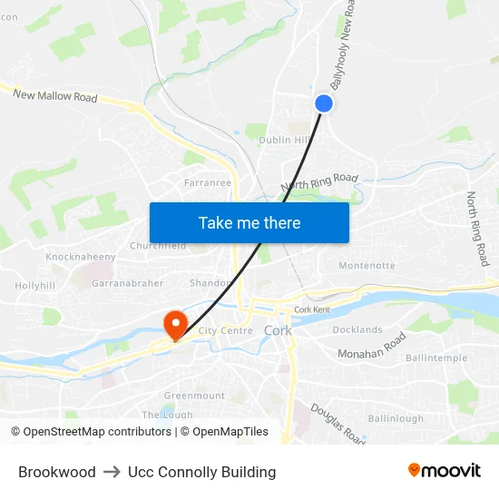 Brookwood to Ucc Connolly Building map