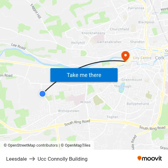 Leesdale to Ucc Connolly Building map