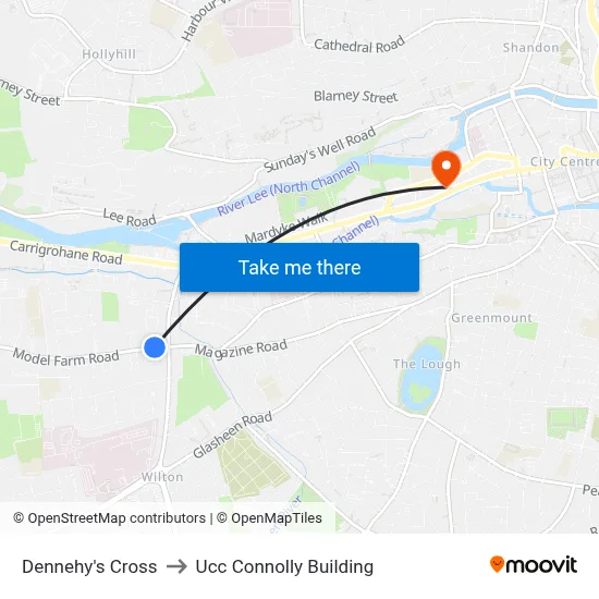 Dennehy's Cross to Ucc Connolly Building map