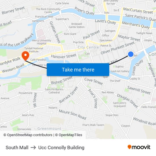 South Mall to Ucc Connolly Building map