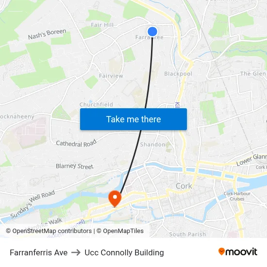 Farranferris Ave to Ucc Connolly Building map