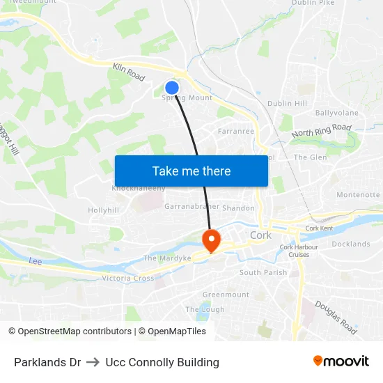Parklands Dr to Ucc Connolly Building map