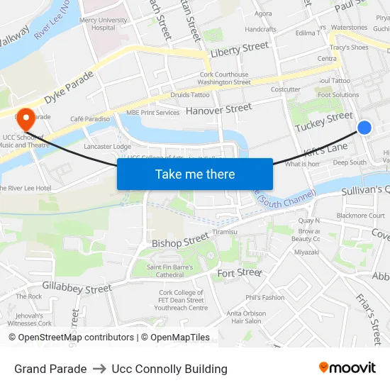 Grand Parade to Ucc Connolly Building map