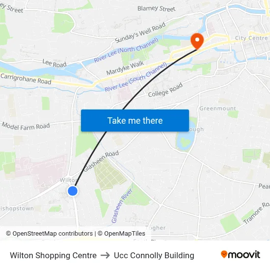 Wilton Shopping Centre to Ucc Connolly Building map