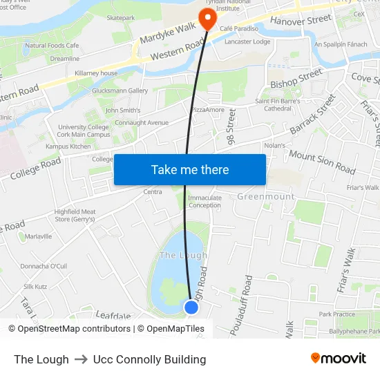 The Lough to Ucc Connolly Building map
