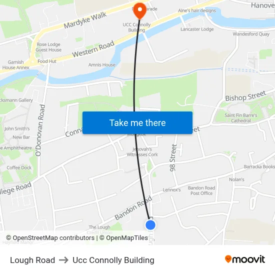 Lough Road to Ucc Connolly Building map