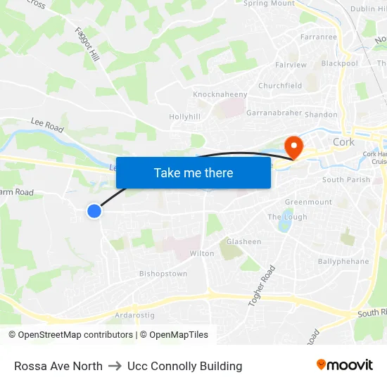 Rossa Ave North to Ucc Connolly Building map