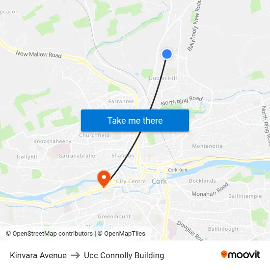 Kinvara Avenue to Ucc Connolly Building map