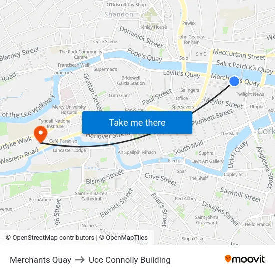 Merchants Quay to Ucc Connolly Building map