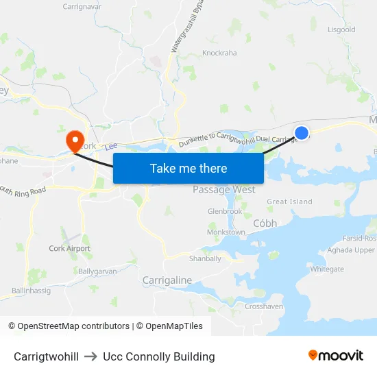 Carrigtwohill to Ucc Connolly Building map