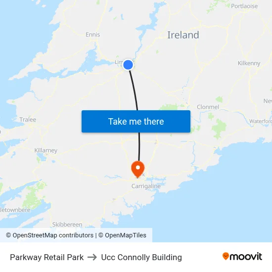 Parkway Retail Park to Ucc Connolly Building map