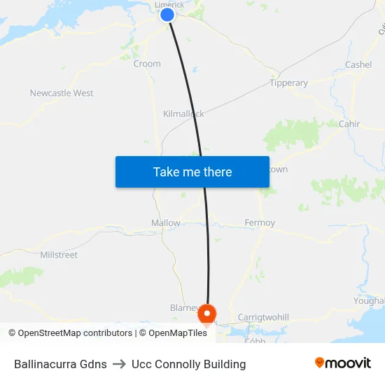 Ballinacurra Gdns to Ucc Connolly Building map