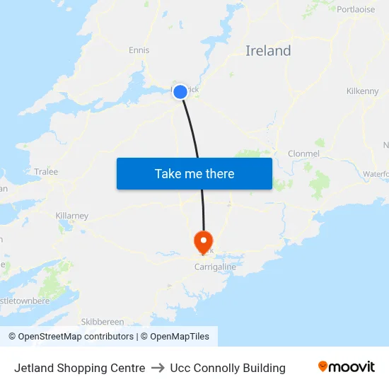 Jetland Shopping Centre to Ucc Connolly Building map