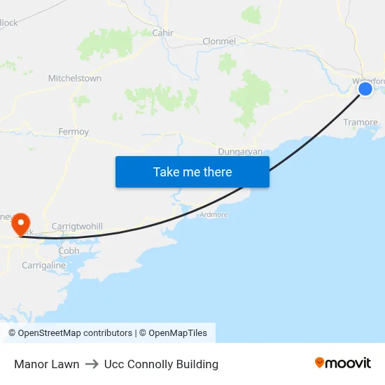 Manor Lawn to Ucc Connolly Building map