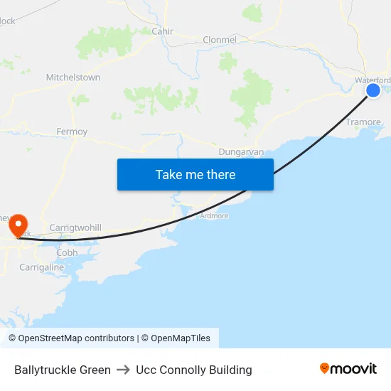 Ballytruckle Green to Ucc Connolly Building map