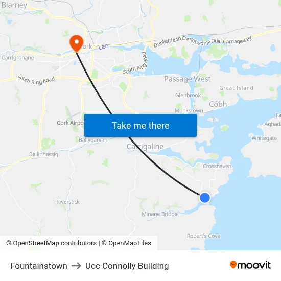 Fountainstown to Ucc Connolly Building map