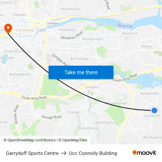 Garryduff Sports Centre to Ucc Connolly Building map