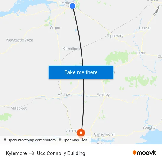 Kylemore to Ucc Connolly Building map