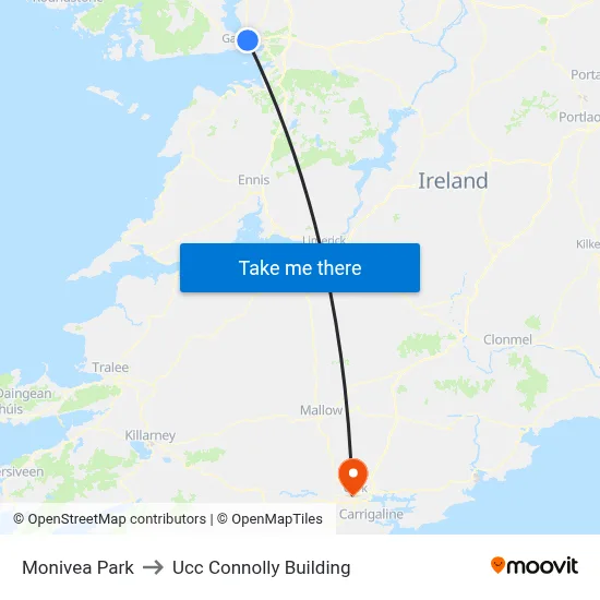 Monivea Park to Ucc Connolly Building map