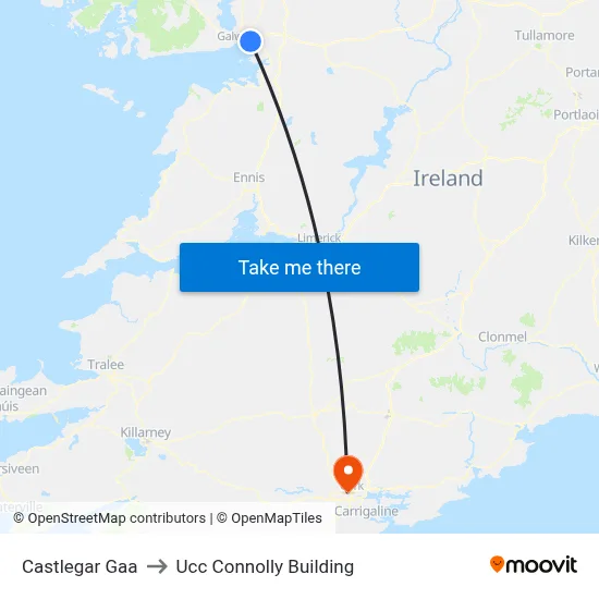 Castlegar Gaa to Ucc Connolly Building map