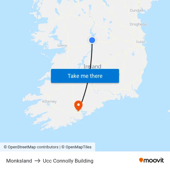 Monksland to Ucc Connolly Building map