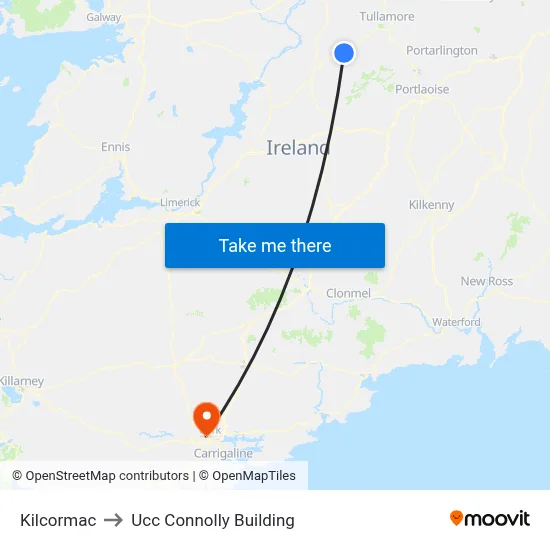 Kilcormac to Ucc Connolly Building map