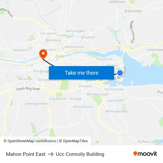 Mahon Point East to Ucc Connolly Building map